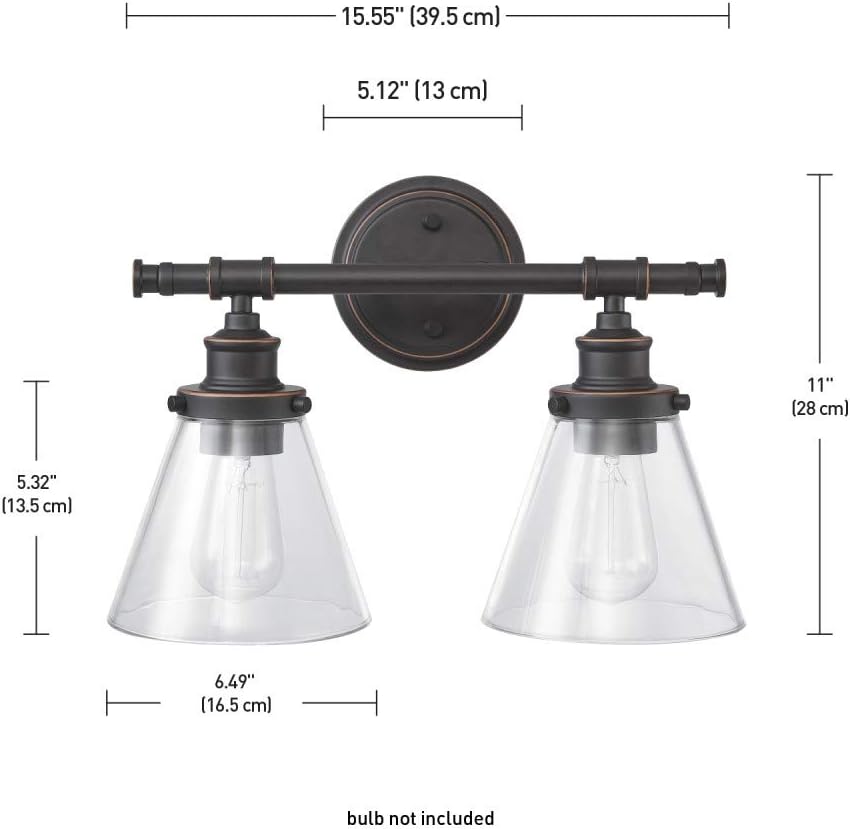 Dimensions of Globe Electric Parker 2-Light Vanity Light