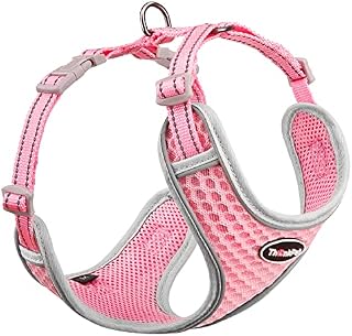 ThinkPet Reflective Breathable Soft Air Mesh No Pull Puppy Choke Free Over Head Vest Ventilation Harness for Puppy Small Medium Dogs (Neon Green,M)
