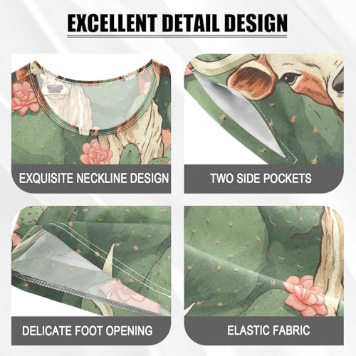 ALAZA Cow Cactuses Pajama Set Short Sleeve Sleepwear Soft Lounge Nightwear4