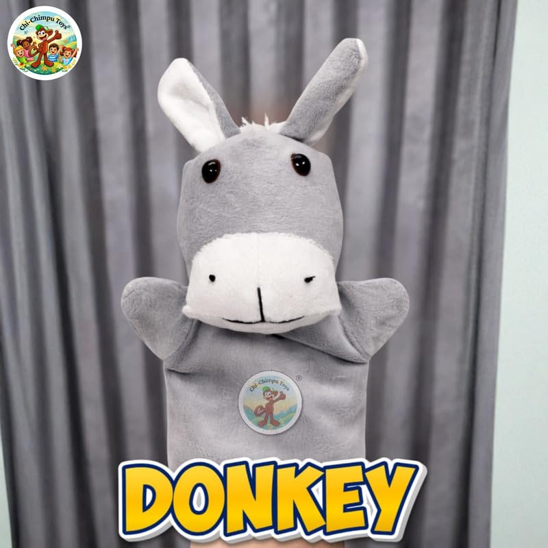Image of Donkey Puppet Soft Hand Puppet for Kids Role Play Storytelling Educational Toy