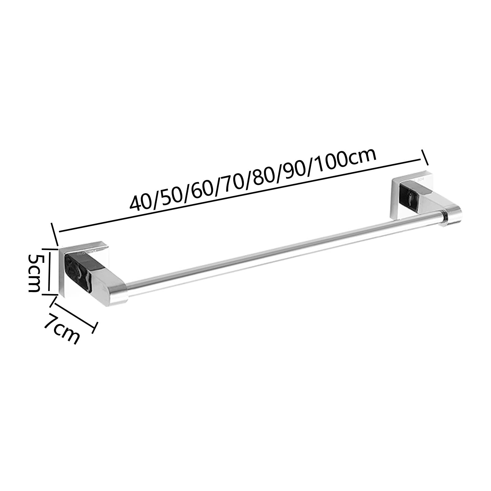 Aluminiumhandtuchregal Klappbares Badezimmer Handtuchhalter Einmalige Duschtuchstangenschiene Edelstahl Handtuchhalter Wand Handtuchsregal Schrauben Montage Quadratische Handtuchstange 40 cm - 100 cm