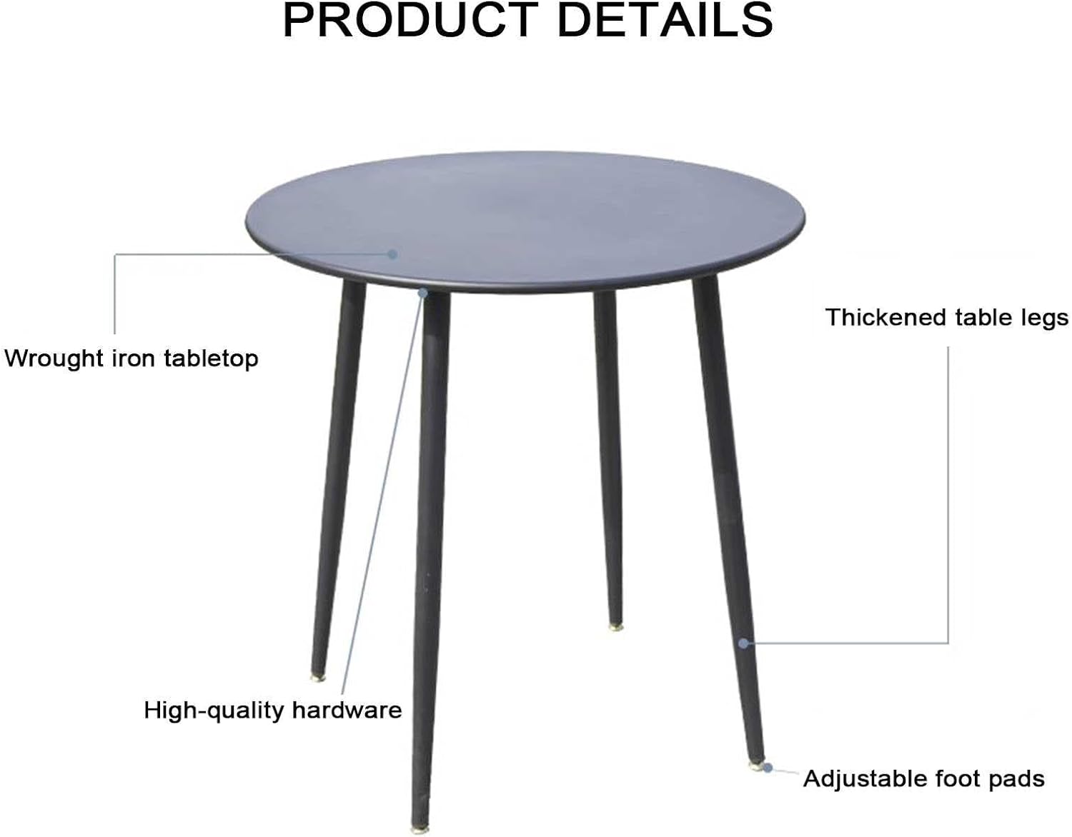 Round Patio Coffee Table Iron Round Table Sofa Side Table Living Room Coffee Table Dining Table Bedroom Bedside Table Cafe Milk Tea Shop Table for Garden Balcony Yard Leisure Table