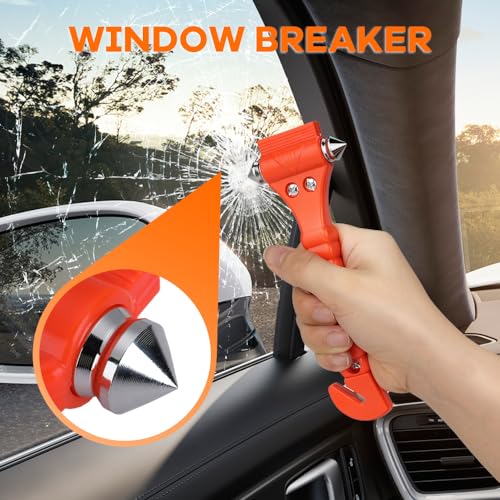 SINSEN Car Safety Hammer Set of 3 Emergency Escape Tool Auto Car Window Glass Hammer Breaker and Seat Belt Cutter Escape 2-in-1 for Family Rescue & Auto Emergency Escape Tools (3 PCS) - Image 4