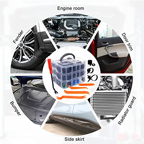 860Pcs Car Retainer Bumper Clips and Fastener Remover Kit 25 Sizes Auto Push Pin Rivets Door Trim Panel Clips for GM Ford Toyota Honda Acura Chrysler Red