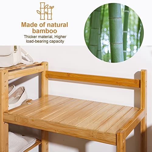 Homde Coat Rack Shoe Bench Bamboo, Entryway Bench Shoe Rack Organizer With Storage Shelf, 4-In-1 Hall Tree For Entryway Hallway Bedroom #TOP1