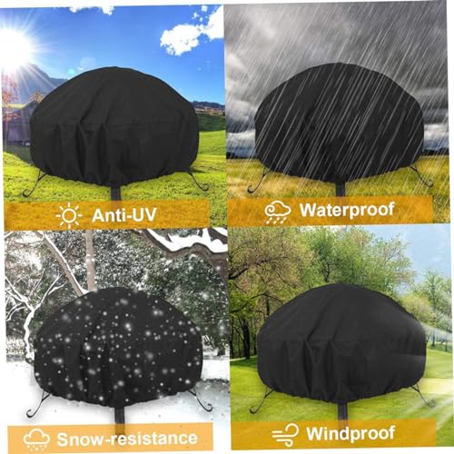 Fire Pit Cover Round 48 inch Fire Bowl Cover, Waterproof Windproof UV-Resistant for Patio Outdoor Firepit Table, Black, grill protector