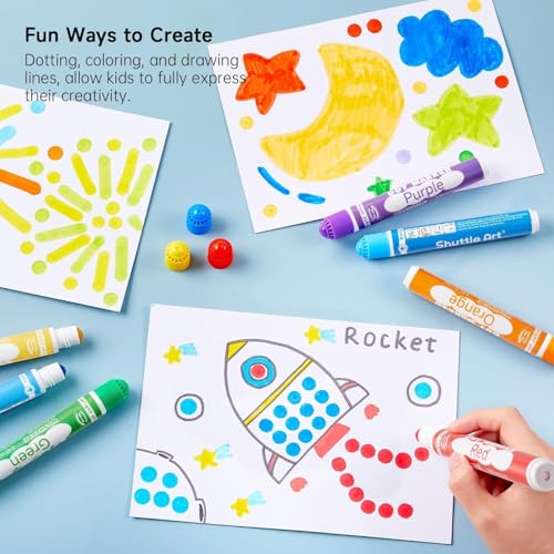 Shuttle Art 26 farbige Dot Markers, Kinderstifte auswaschbar, Bingo marker für Kinder, Bingo Stempelstifte mit PDF-Malvorlagen, Bingo Dabber Pen mit ungiftiger Tinte auf Wasserbasis, Punkt Marker Set