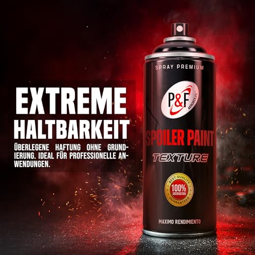 Strukturiertes Sprühlack für Stoßstangen – Schwarze Textur – Kunststoffreparatur fürs Auto – Sprühlack für Spoiler und Zierleisten – Stoßfänger – Autoreparatur – Bumper-Lack – Spoiler-Lack – P&F