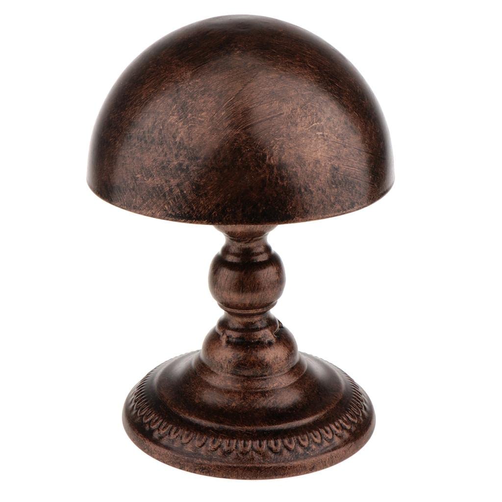 F Fityle Coppery Metal Wig Stand Vintage Hat Stand Head Circumference 22.44‘’ Hat With Sturdy Base For Storage Holder Storage For Wigs, Cap Display Storage Shelf, Countertop Display,