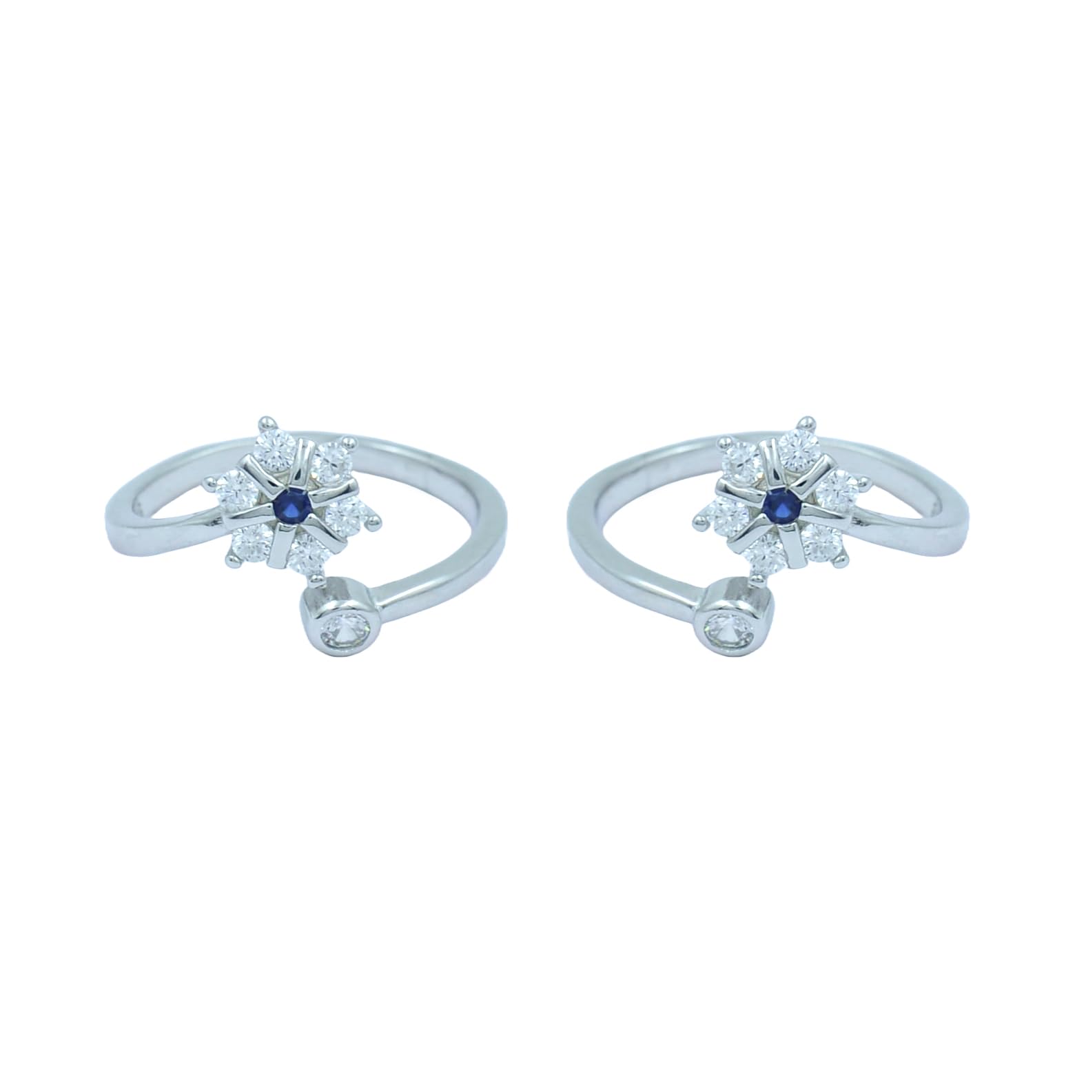 Ria Silver By Jyotichand Bhaichand 925 Sterling Silver Blue Starburst Toe Rings | Celestial Glamour with Adjustable Grace-image-9