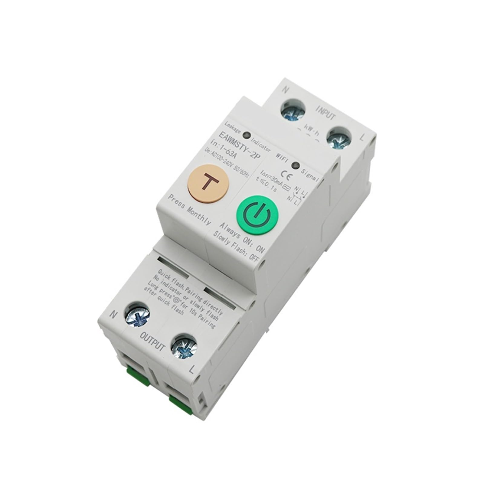 Disjoncteur WiFi 2P Tuya et Interrupteur Relais avec Protection Fuites