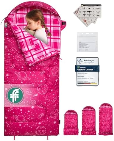 Kingcamp Kinderschlafsack Baumwolle Flanell Sommer bis 145cm | Deckenschlafsack für Kinder 10-12 Jahre: warm, komfortabel&wasserabweisend–ideal für Camping&Outdoor-Reisen