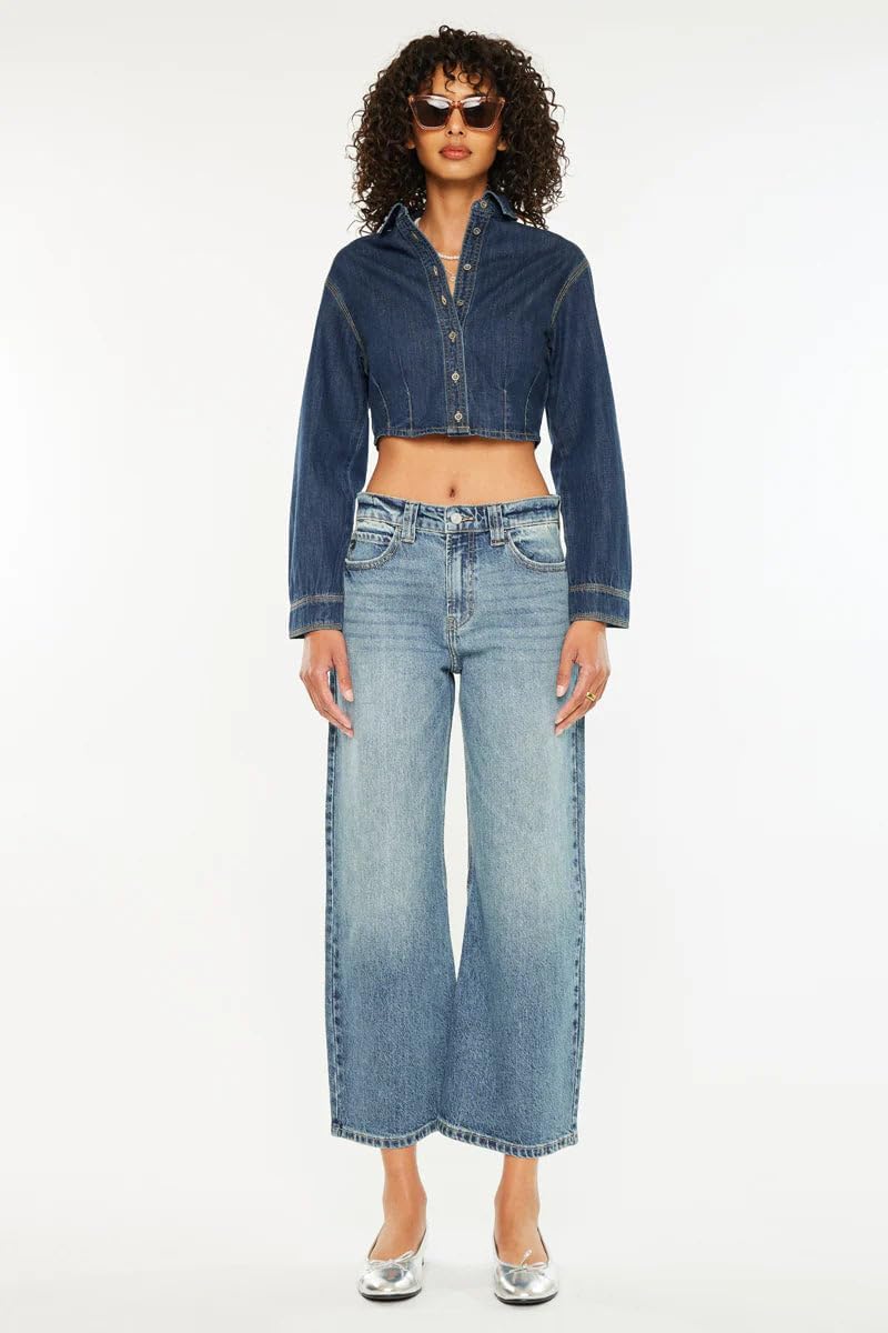 Kancan - Mid Rise Loose Barrel Twisted Inseam Jeans - (26.5" Inseam) - KC2594M - Includes Official Tag