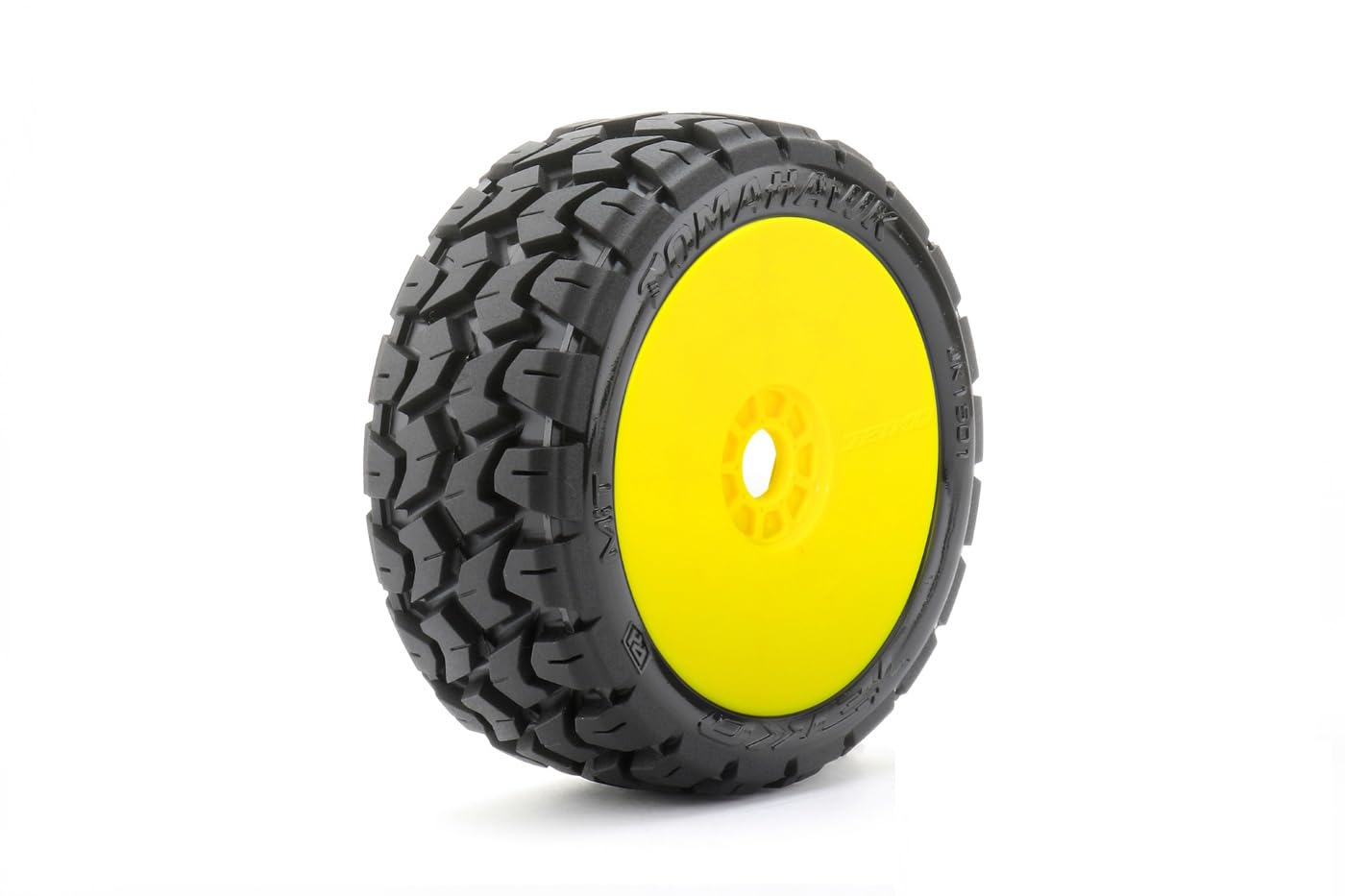 Powerhobby 1/8 Buggy Tomahawk Belted Tires Mounted 17MM (4) (Yellow - Dish)