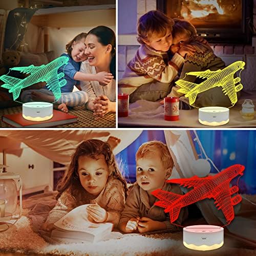 Aircraft Gifts, Aircraft 3D Night Light, 3D Illusion lamp with Remote + Touch 16 Color Flashing Changing + Timer Desk Lamps Kids Room Decor Best Festival Birthday Airplane Gifts