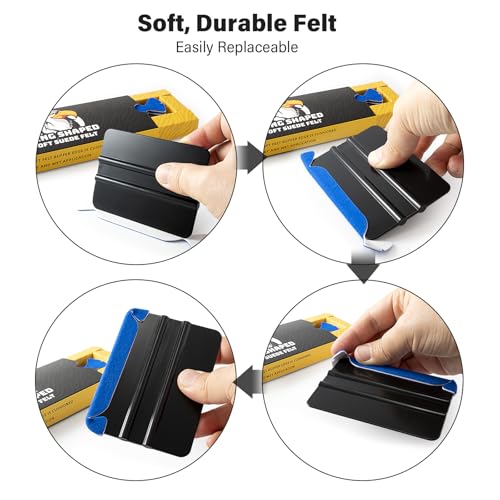 Image of Gomake Vinyl Squeegee Buffer 30PCS Pre-Cut Felt for Window Tint Wet or Dry Vinyl /PPF Application (Blue)