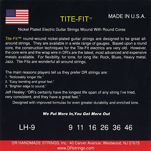 DR String LH-9 Tite-Fit Jeu de cordes pour guitare electrique - Les Beatles, Paul McCartney, John Lennon, RIngo Starr, George Harrison DR String LH-9 Tite-Fit Jeu de cordes pour guitare electrique – Image 4