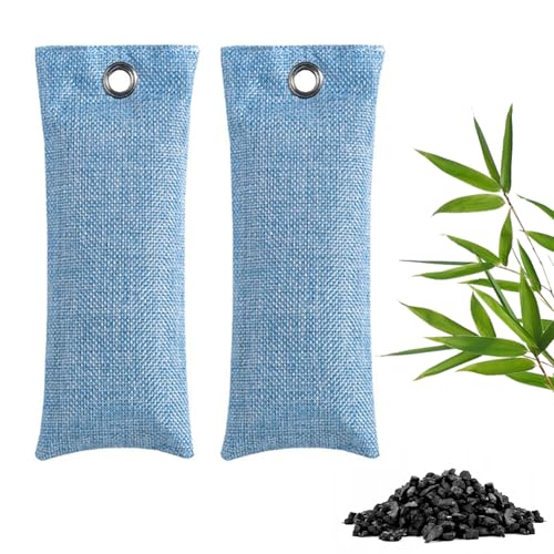 2 Bolsas Eliminador De Olores Para Zapatos, Saco Absorbente De Carbón Activo De Bambú,Elimina Olores Y Deja Una Fragancia Fresca, Para Calzado De Trabajo, Deportivo Y Zapatilla(Azul)