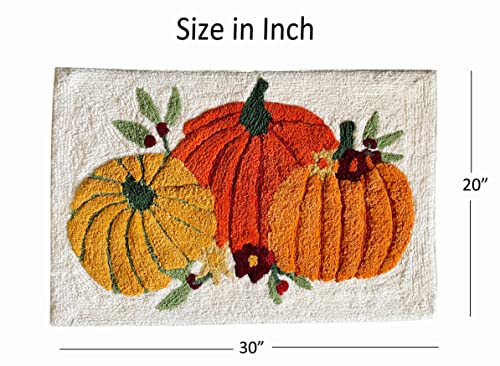 Kema Soft 100% Cotton Halloween Pumpkin-Style Regular Use Rectangular Spa Mat Rug Plush Water Absorbent, Decorative Border - For Bathroom Vanity, Bathtub/Shower - Machine Washable - 1 Pack #TOP1