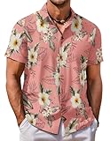 COOFANDY Mens Casual Button Down Shirts Hawaiian Floral Shirts Short Sleeve Summer Top