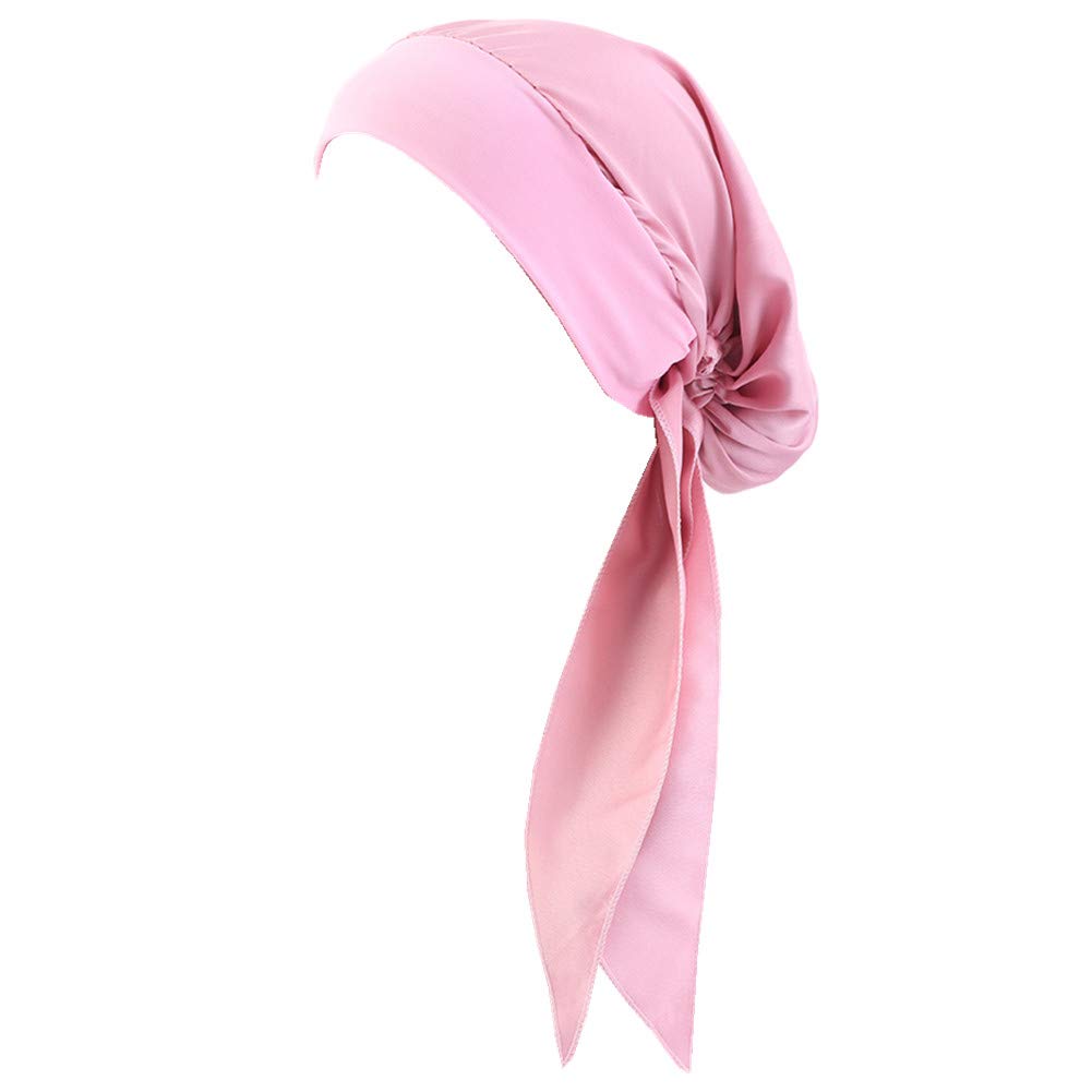 CCCHO Women Vintage Silky Turbans Bonnet Elastic Wide Band Multifunction Printing Hat Chemo Hair Loss Cap