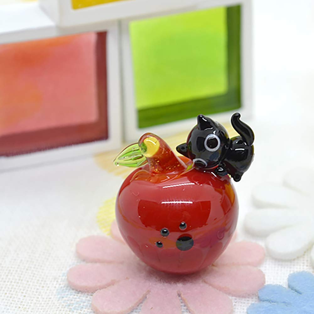Amazon.co.jp: かわいい 手作り ガラス細工 りんごと黒猫 : ホーム