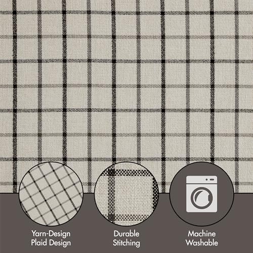 Image of Madison Park Anaheim Cabin Plaid Curtain Window, Thermal Insulated Fleece Lining, Living Room Decor Room Darkening Drape for Bedroom, 1-Single Panel Pack, 50x95, Rod Pocket & Back Tab, Black