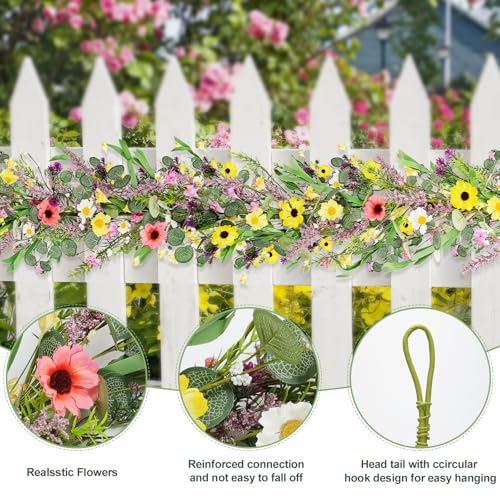 image for GLOMAXLY 2pcs 6 ft Artificial Wildflower Garlands Wisteria Lavender Ga