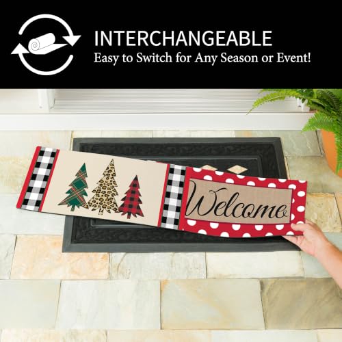 Evergreen Sassafras Fall Christmas Holiday Doormat Insert Bundle & Tray Set of 5, Interchangeable Entrance Door mats Indoor and Outdoor Welcome Mat 30 x 18 Tray Non Slip Backing Low Profile by Evergreen Flag - Used condition - Image 4