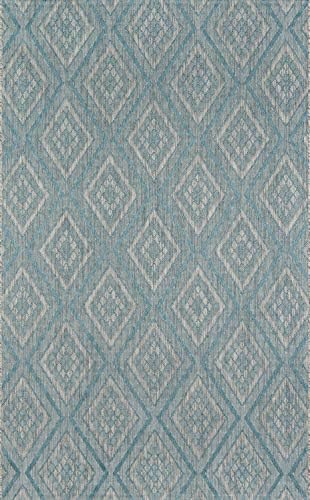 Madcap Cottage Lake Palace Rajastan Weekend Area, Indoor Outdoor Rug, 3'3" X 5', Light Blue