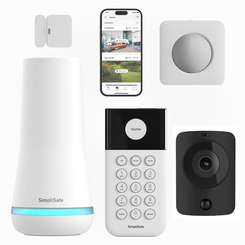 Home Security Systems | 5 Piece Home Security Camera & Alarm System with Entry & Motion Sensor - Optional Monitoring Subscription - Compatible with Alexa