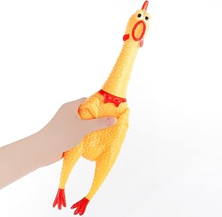 Ejoyous Chicken Dog Toys, Yellow Stress Relief Funny Safety Squaking Chicken Toy for Adults Kids for Silly Novelty Party Favors (L)