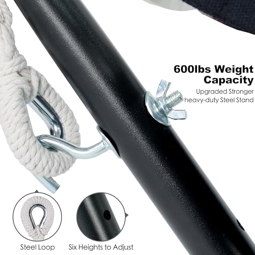 Image of GAFETE Double Hammocks with Stand for Outside, Max 600lbs, (Darkness)