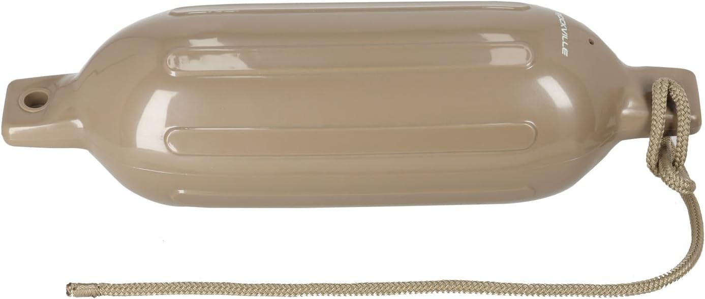 Rockville Boat Fender with 10ft Line, Marine Bumper for Docking Protection, UV-Resistant PVC Construction, Double Eyelets for Vertical or Horizontal Mounting
