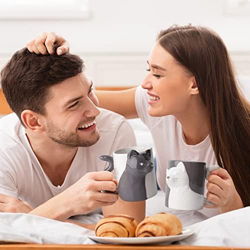 MIAMIO - Kissing Cat Mugs Set/Coffee Cups, Cat Lover Gifts for Men/Women - Signature Collection