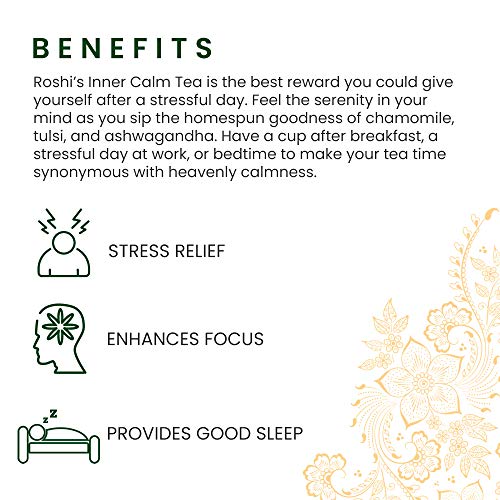 Image of Roshi Inner Calm Tea | 25 Bags | Calming Chamomile Herbal Tea (Pack of 3)