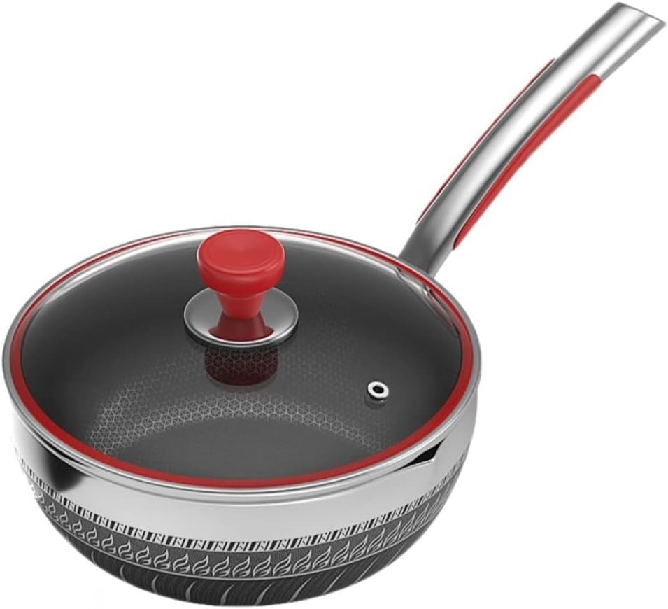 Cooking Pot Stainless Steel Saucepan, 316 Stainless Steel Frying pan Saucepan with lid Household Cooking pan Frying Dual-Purpose Non-Stick pan. nonstick pan (Color : 26cm/10in)