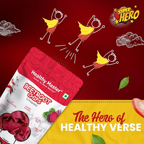 Image of Healthy Master Beetroot Chips Combo 300g (100g Each) Pack of 3 | Light & Crispy | High Protein Chips | Gluten-Free | No Maida, No Palm Oil | Low-Calorie | Healthy Snacks for Adults & Kids