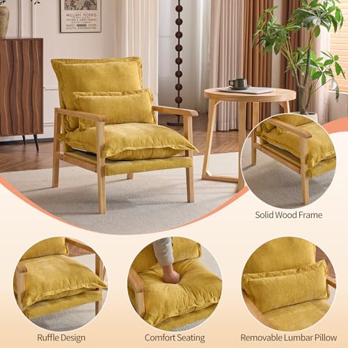 Sillón Chenille con almohada lumbar Amarillo miniatura 4