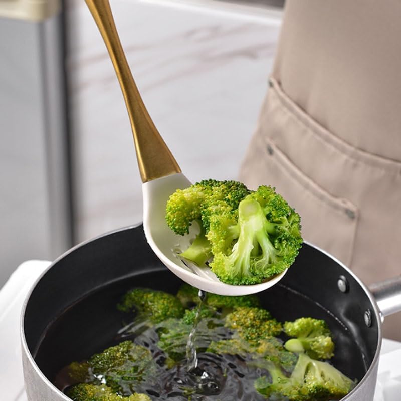 Stainless Steel Gold Plated Handle Silicone Kitchenware Kitchen Cooking Tools Spatula Pot Soup Spoon Eight Piece Set