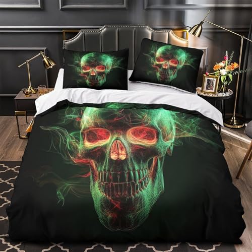 Housse de couette crâne néon déco chambre enfant et adolescent double - 2