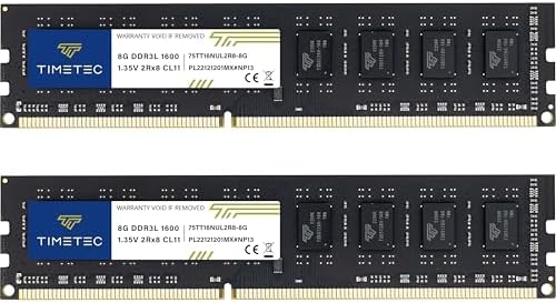 Timetec (P/NT160UNE08GHC) 16GB KIT (2*8GB) 1600MHz (PC3 - 12800) Non-ECC Unbuffered CL11 1.35/1.5V 204 Pins UDIMM Desktop/Laptop Notebook Memory Modules Upgrade - for Acer, ASUS/ASmobile, Biostar, Dell, Fujitsu, Gateway, Gigabyte ,HP,Lenovo, NEC, MSI,Samsung, Sony, Supermicro ,Toshiba and more (16GB KIT (2*8GB))