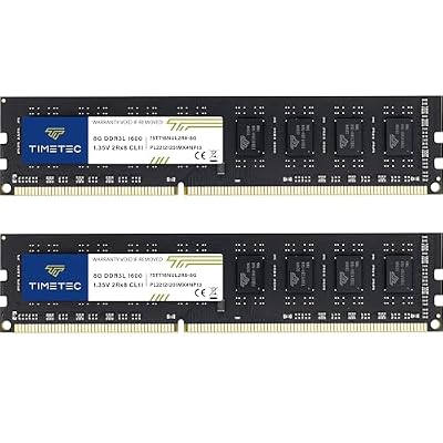 Timetec 16GB KIT(2x8GB) DDR3L / DDR3 1600MHz (DDR3L-1600) PC3L-12800 / PC3-12800 Non-ECC Unbuffered 1.35V/1.5V CL11 2Rx8 Dual Rank 240 Pin UDIMM Desktop PC Computer Memory RAM(SDRAM) Module Upgrade