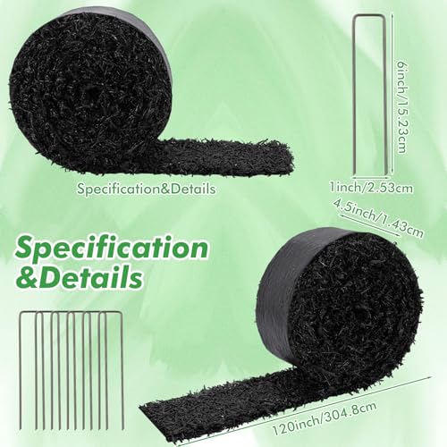 image for Pangda 6 Roll Rubber Mulch Mat for Landscaping 120'' x 4.5'' Black Mul
