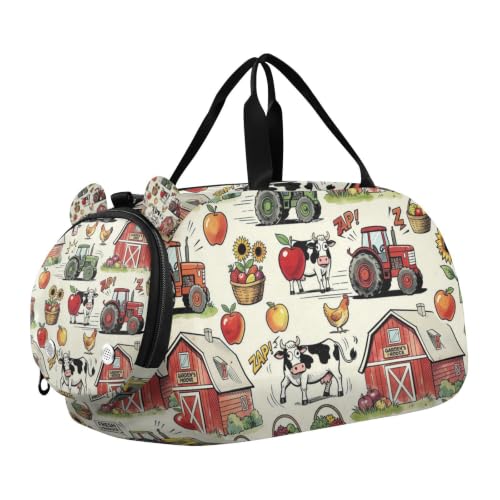 Bolsa de gimnasio pequeña para niños con zapatero independiente Farm House