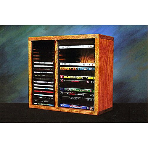 The Wood Shed Solid Oak Desktop / Shelf 20 CD and 16 DVD Media Rack with Individual Locking Slots