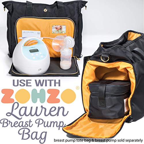 Zohzo Breastmilk Compact Cooler Bag with Ice Pack - Insulated Breast Milk Cooler with Accompanying Wet/Dry Bag (Black) - Thumbnail 6