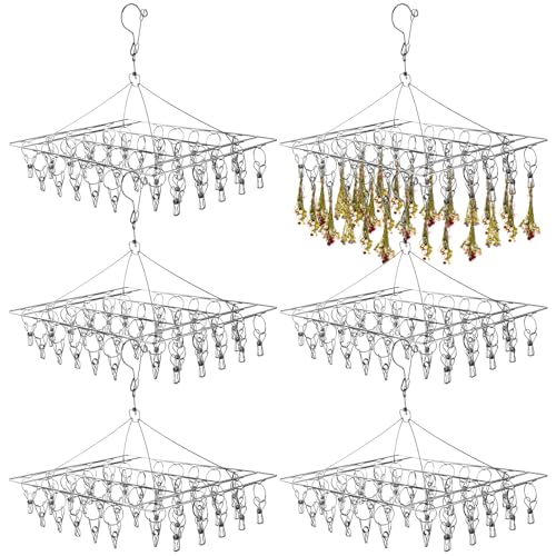 BrightRow 6 Pcs Herb Drying Rack Hanging - Stainless Steel