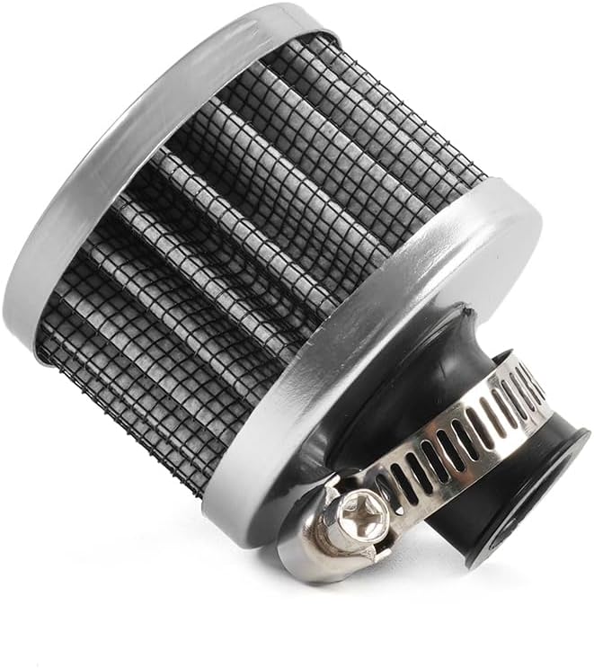 2Pcs Air Filter Cold Air Intake Filter Breather 12mm Valve Cover Breather Filter For Car and Motorcycle (Sliver)