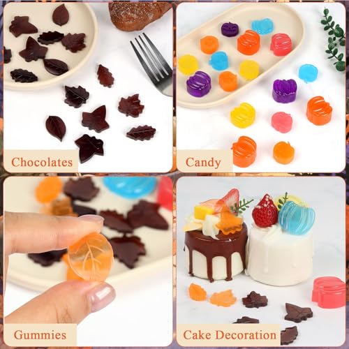 Image of 4 Pcs Pumpkin Silicone Molds, Halloween Pumpkin Candy Molds, Fall Maple Leaf Chocolate Mold for DIY Cake, Chocolate, Candy, Jelly, Wax Melt, Ice Cubes